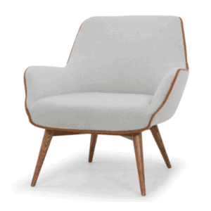 Gretchen Armchair white fabric with light wood legs